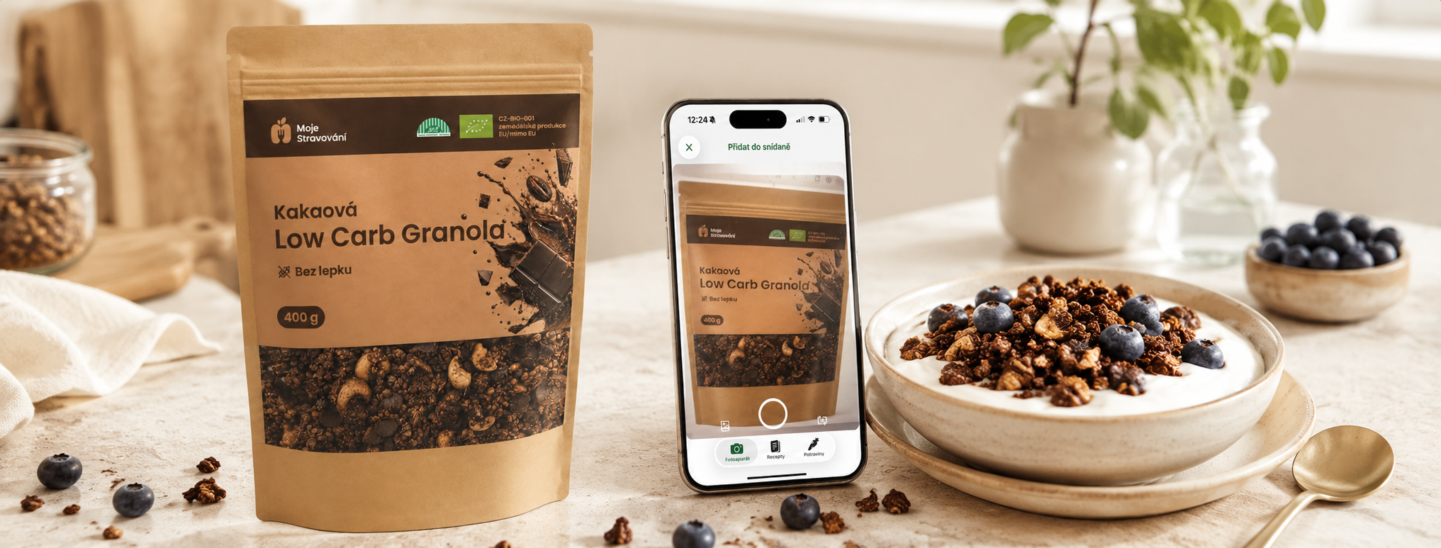 Kakaová granola v aplikaci Moje Stravování